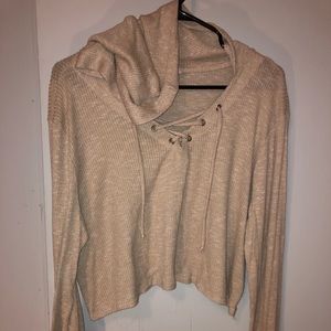 Tan long sleeve crop top